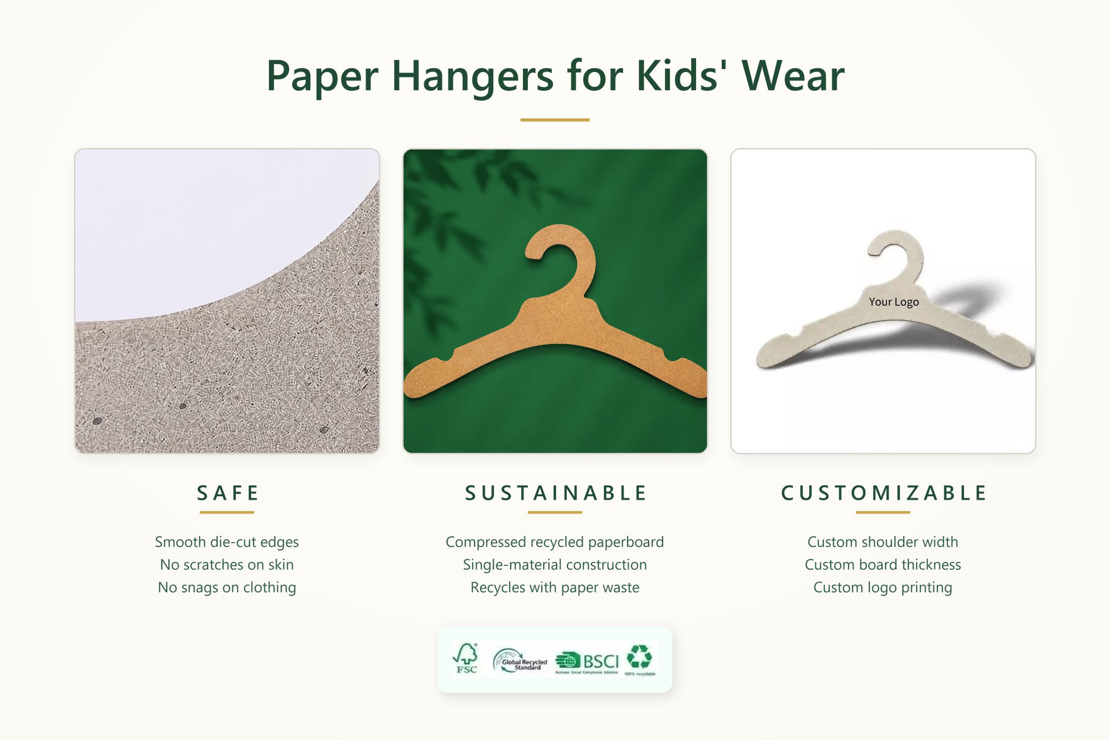 Perchas de papel para ropa infantil: seguras, sostenibles y personalizables.